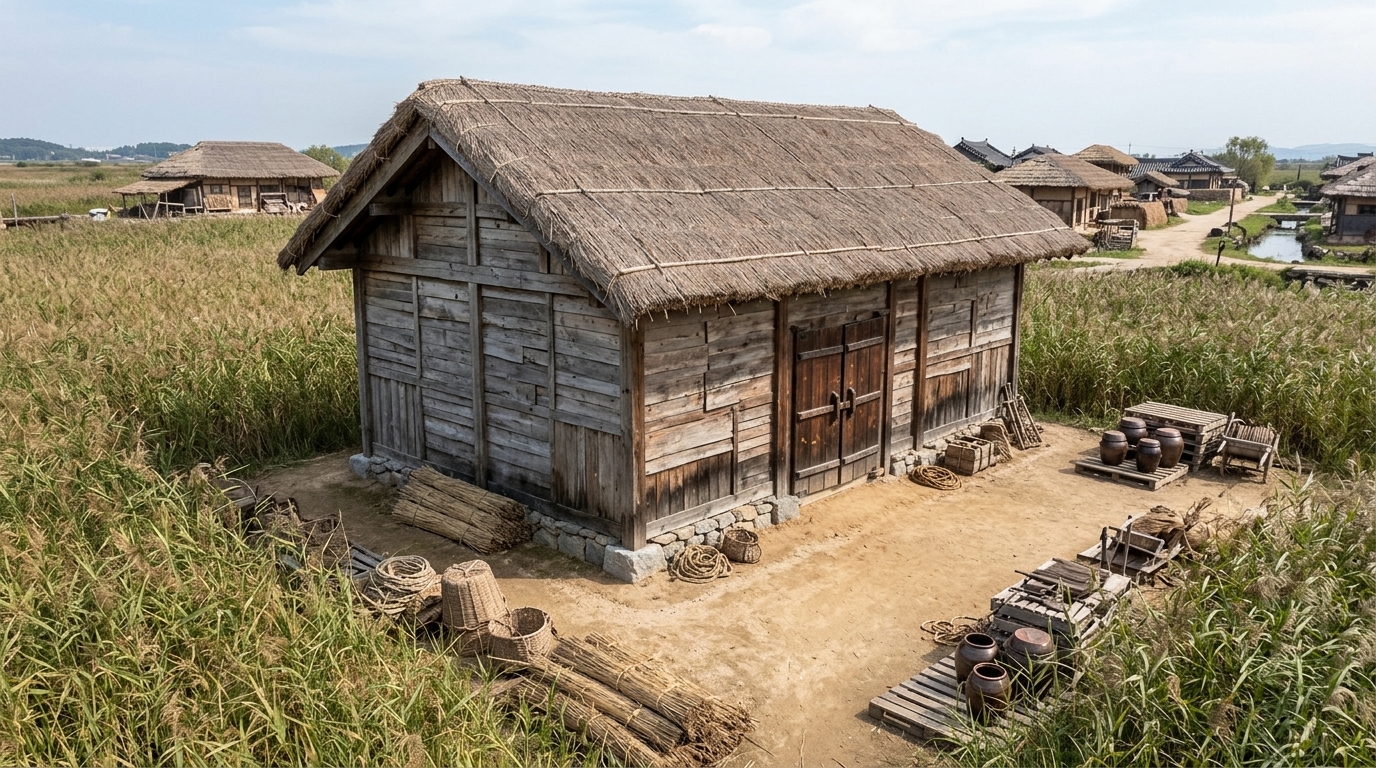 롤 A — ★ 선정. 10점 · 1위 · 1 visible storey matches 1 committed. Correctly realizes the massing with the committed 3-metre eaves and 4.5-metre ridge; faithfully replicates the reference structure's proportions and timber paneling, with perfect materials and active storage use.