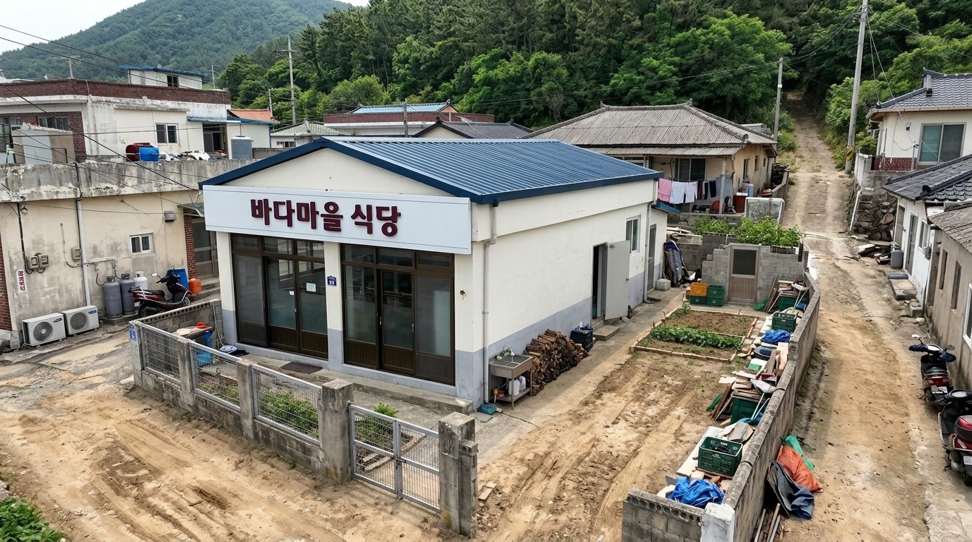 B · 팩 v11 재저작 — 캐노피·서비스 건물·가격표 등장