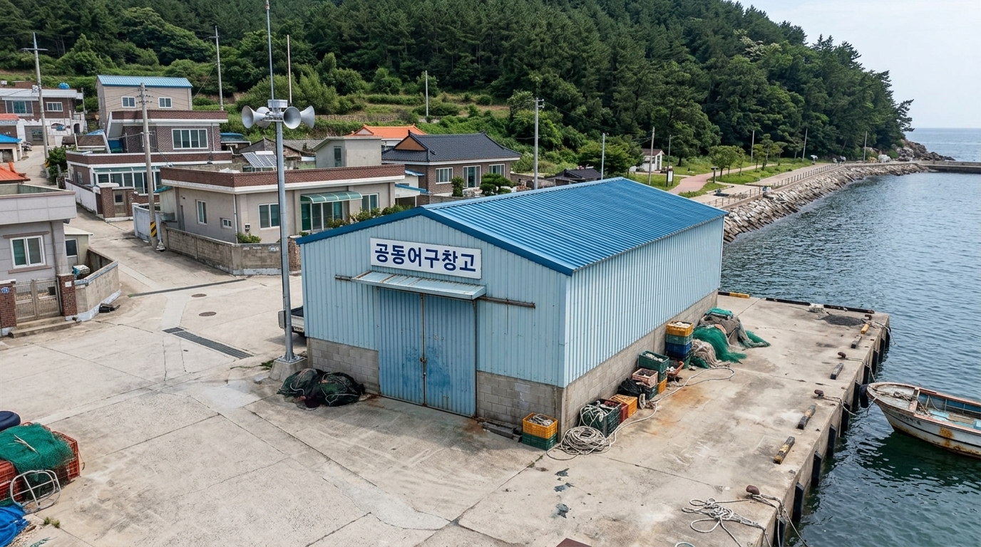 롤 A — 탈락. 9점 · 2위 · Brief commits 1 storey; candidate shows 1. Good overall conformance with exact signage and a correctly oriented dockside entrance. However, it fails to fully reproduce the form reference for the public-address pole, omitting the reference's pyramidal concrete base and vertical secondary antenna.