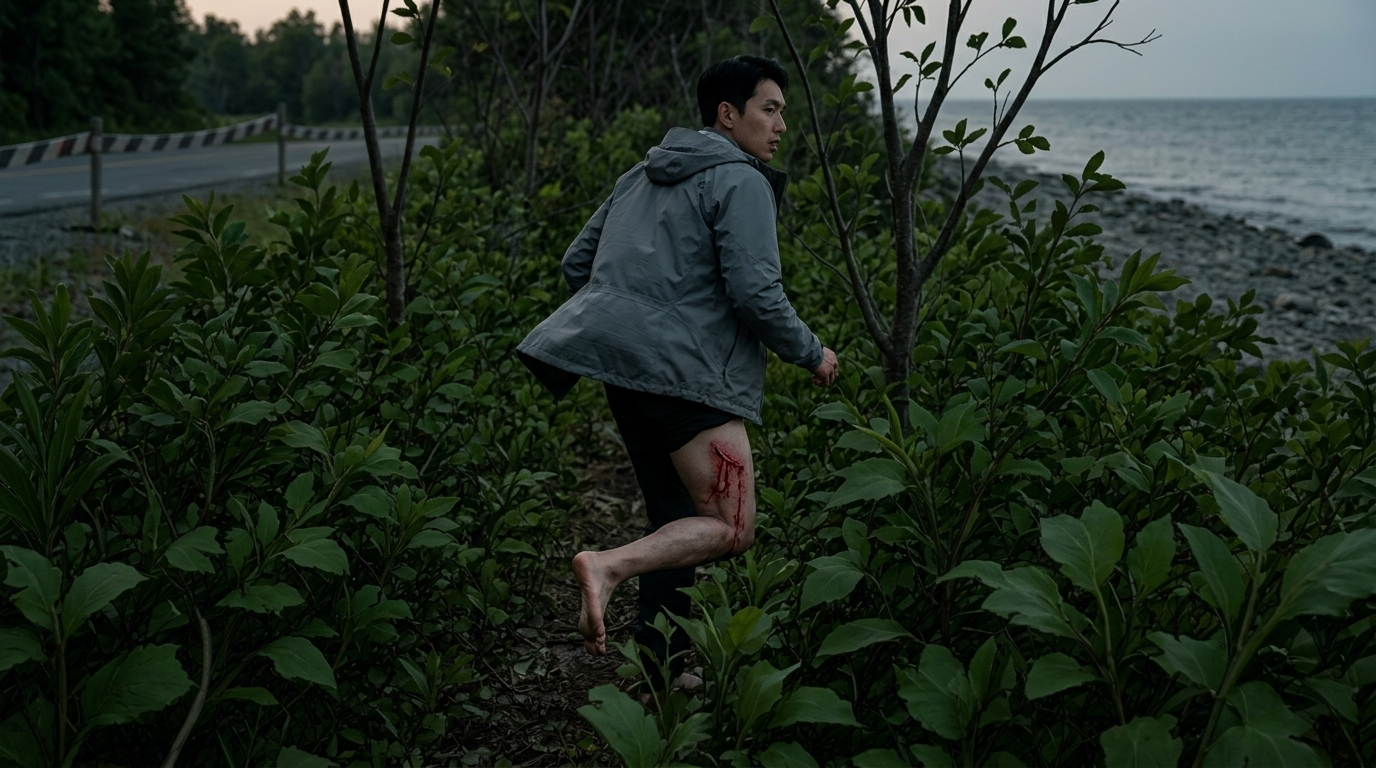 수풀을 달리는 인물의 최종 실사 이미지